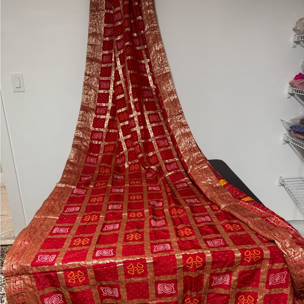 Red and Gold Patterned Fabric